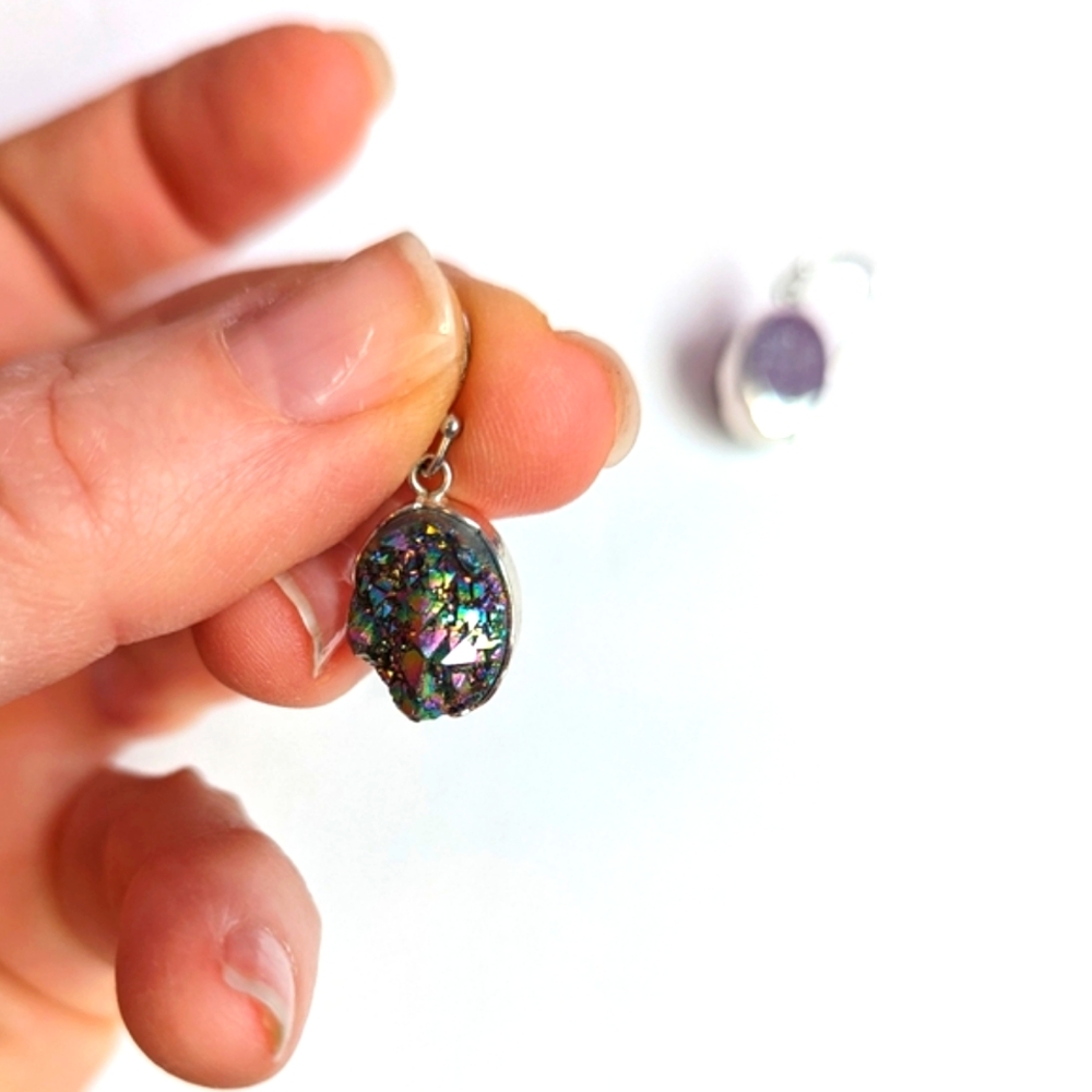 Rainbow color rock earrings